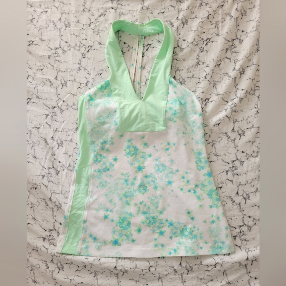 Lululemon green floral workout top
